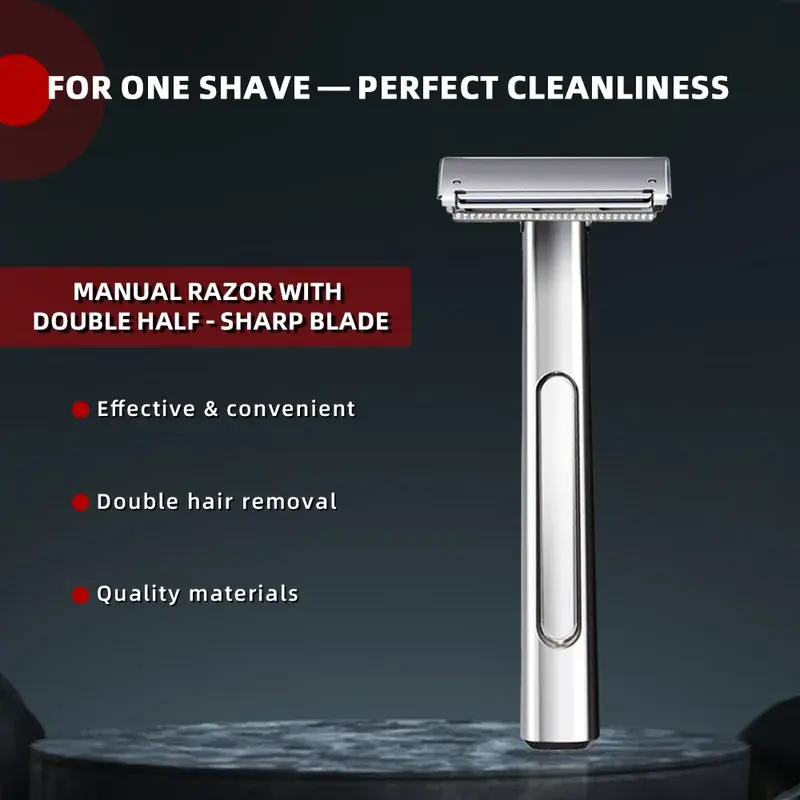 MAKEPOLO Suspended Blade Thickness Chrome Double-edged Safety Razor Half Blade Shaver Gift Box For Male Metal Handle Shaving Razor Stainless Steel Smooth Daily Kit