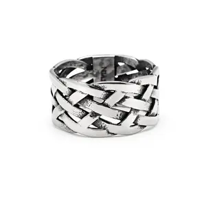 Men's Stainless Steel Woven Chain Ring