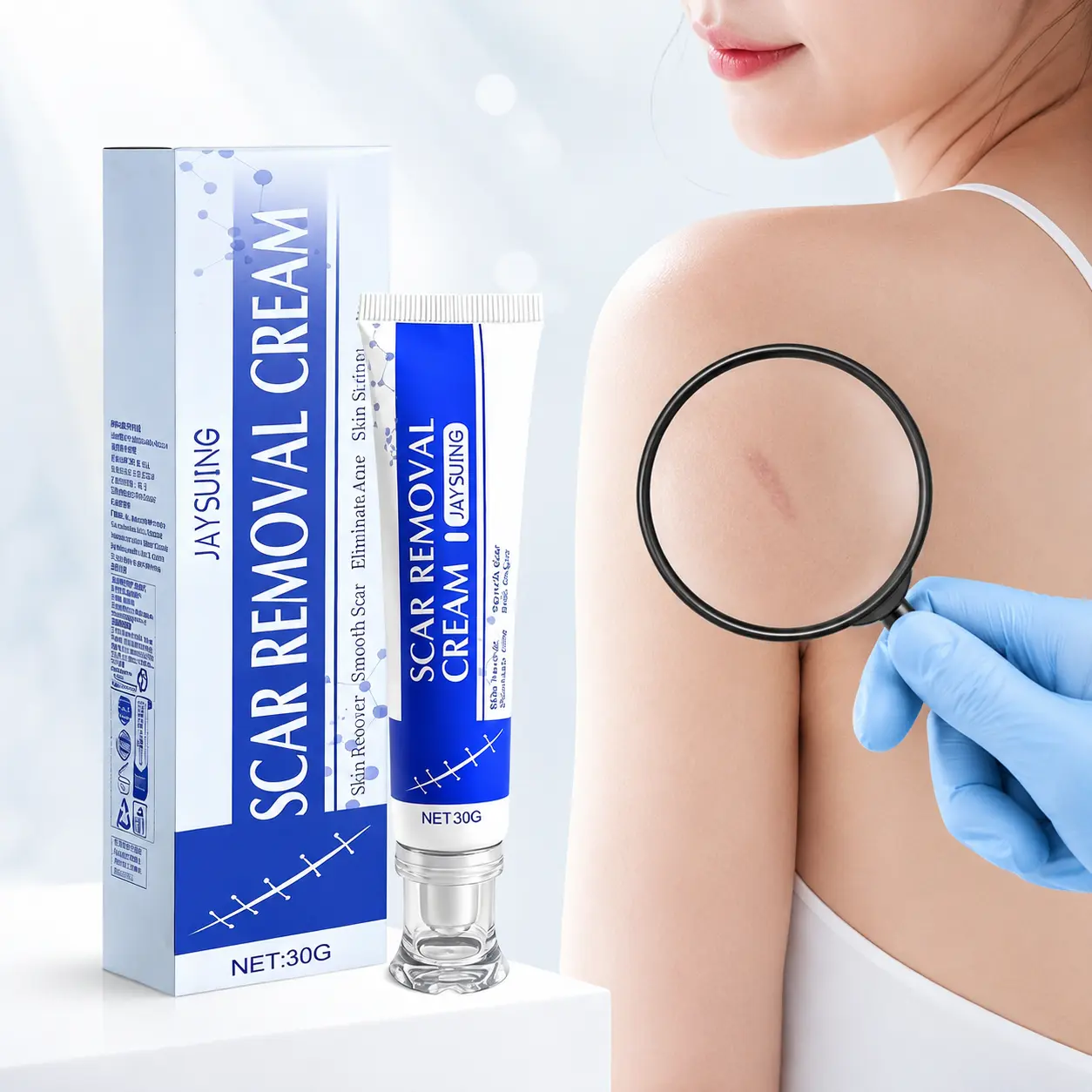 Advanced Silicone Scar Removal Cream for Face & Body, Professional Skin Repair Gel for Burns, Acne Scars & Old Scars, Helps Fade the Appearance of Dark Scars