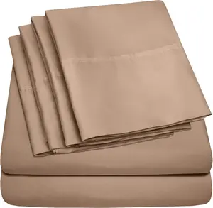 Queen Sheets Taupe - 6 Piece 1500 Supreme Collection Fine Brushed Microfiber Deep Pocket Queen Sheet Set Bedding - 2 Extra Pillow Cases, Great Value, Queen, Taupe