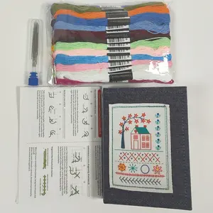 Mini Canvas Embroidery Book Set with Full Tools & Step-By-Step Floral Needlework Guide, Ideal for Beginners, Craft Lovers, Gifts, Collectibles, Flower Embroidery