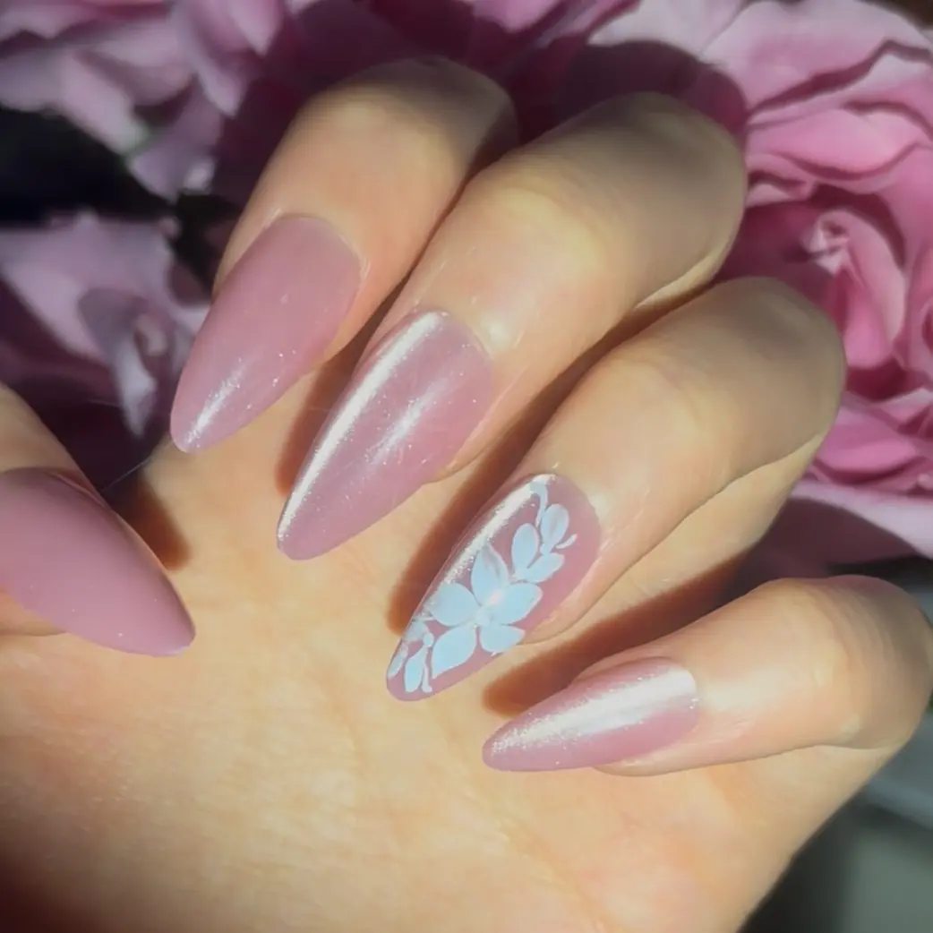 Long Almond Shape Press On Nails Collection – Glossy Cat Eye, White Chrome, French Tip & Baby Pink Nails, Minimalist Bridal Reusable Fake Nails, Cute Elegant DIY Nail Set