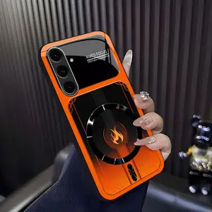 Cyber Mecha Flame MagSafe Compatible High Gloss Tempered Glass Protective Case with Shockproof Frame for [Galaxy S24 Fe] 952