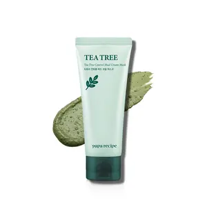 Papa Recipe Tea Tree Control Mud Cream Mask – Refreshing Korean Face Mask for Sensitive Skin, Pore-Clearing, Sebum Control & Gentle Exfoliating, Hydrating