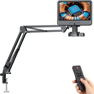 LM109A 10.1'' LCD Digital Microscope with Screen for Adults, Soldering Electronics Microscope [Flex Arm Stand] 260X Full View Error  Camera Magnifier with 56 LED Ring Light, PC View