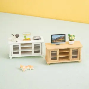 1:12 Multi Function Cabinet Dollhouse TV Stand Sideboard OB11 Micro Mini Furniture Christmas Easter New Year Gift