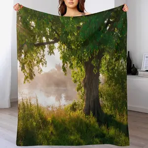 Tree Throw Blanket Green Jungle Trees Nature Landscape Blanket for Sofa Bed Couch Chair Or Dorm 30"x40"