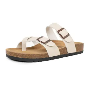 EVELLYHOOTD Women's Open Toe Sandals With Soft Cork Footbed  Leather Upper  Adjustable Design for Comfort Support Fashion  Beach for Summer