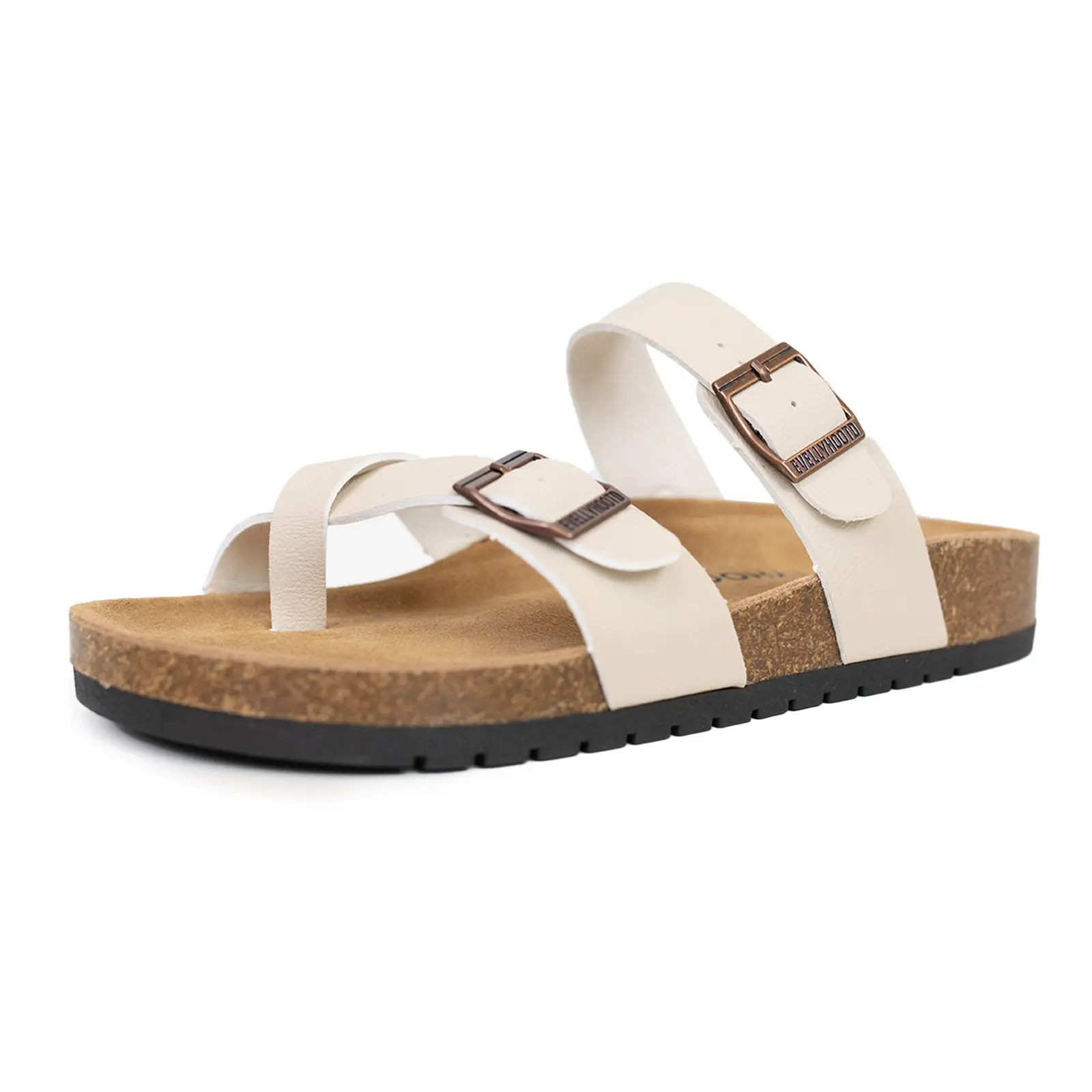 EVELLYHOOTD Women's Open Toe Sandals With Soft Cork Footbed Leather Upper Adjustable Design for Comfort Support Fashion Beach for Summer