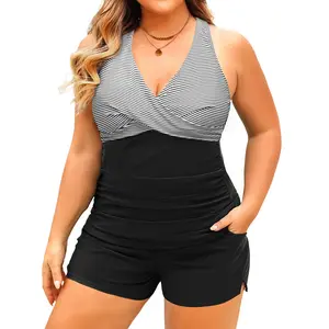 Daci Plus Size Tankini Swimsuit for Women - Two Piece Tummy Control Bathing Suit Tankini Top with Two Pockets Shorts  SwimWeek  summervibes