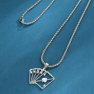 2025 New Year Series"Unisex Trendy Poker Pendant Long Necklace: Versatile Fashion Hip Hop Style, New Batch"