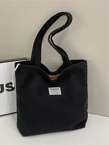 Vintage Versatile Corduroy Fabric Large Capacity Tote Bag, Casual Simple Shoulder Bag, Stylish Daily Use Handbag for Women