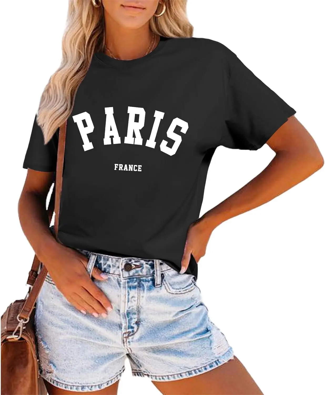 100% Cotton Paris Shirts France Tshirts for Women Graphic Tee Vintage Letter Print T Shirts Paris Themed Gifts Cotton Tops