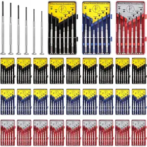 30 Sets 6 Pcs Mini Screwdriver Set Bulk with Case Screwdriver Set with 6 Different Size Flathead and Tiny Screwdrivers for Jewelry Watch Mobile Eyeglass Electronic Repair