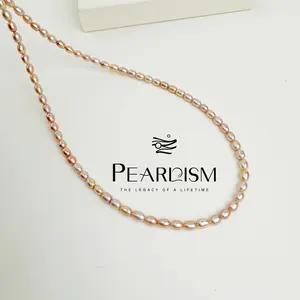 【Adee】PEARLISM Warm Organic Freshwater Seedless Pearl Necklace | 4-5mm Rice-Shaped Adjustable Minimalist-AFSN022