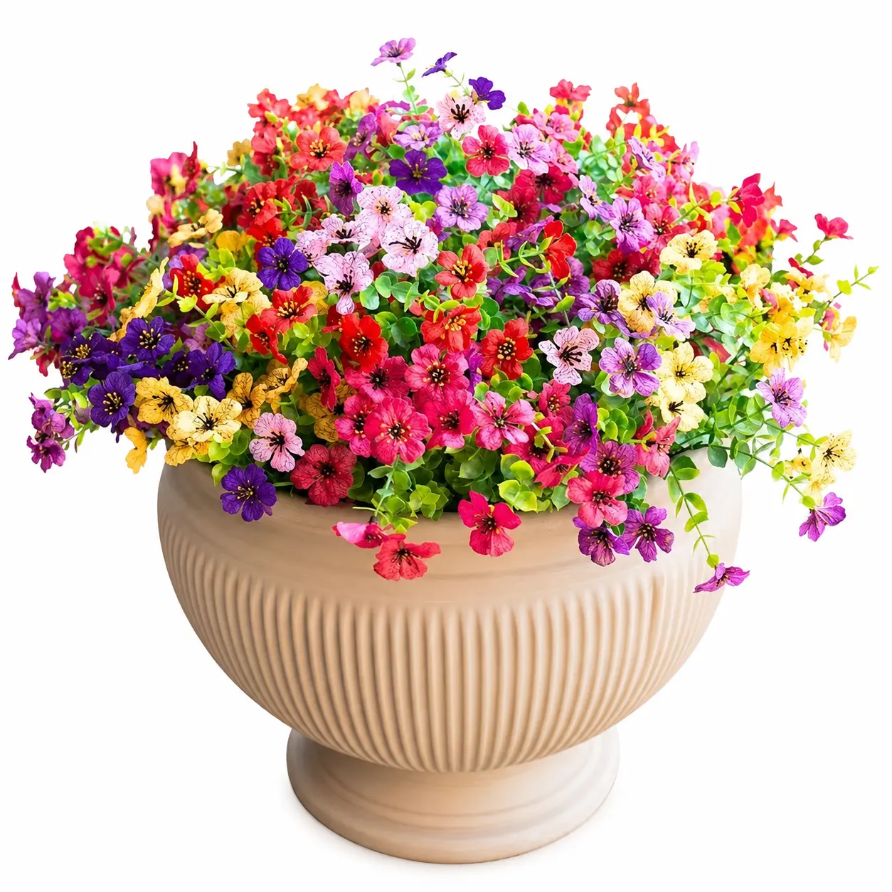 12-Bundle Bouquet-Shaped Artificial Flowers - Arrangement with Colorful Silk Daisies, Eucalyptus & Artificial Faux Greenery, UV-Resistant Realistic Home Decor for Outdoor Porch, Wedding