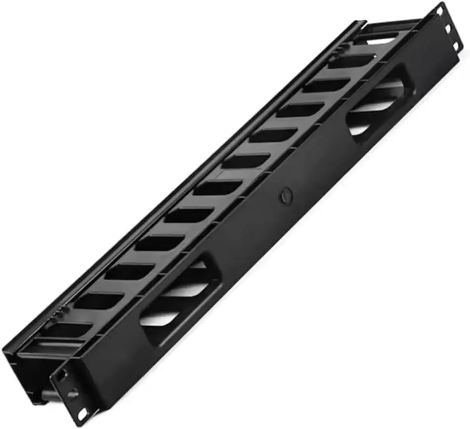 Zoobla - 19-Inch 1U Horizontal Cable Management Panel – Plastic Rack Mount Cable Organizer for Server Racks