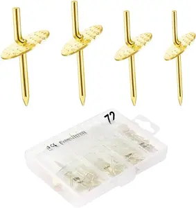 72 count Picture Hangers with 10-60lbs, 4 Different Size Picture Hangers, Iron Alloy  Hooks, Plaster Picture Hanging Kit on Wooden/Drywall Hanging Hardware for Clock, Mirror,
