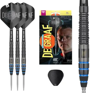Target Darts Jeffrey de Graaf Gen 1 Steel Tip Swiss Point Darts, 90% Tungsten Darts, 23G | Generation 1 Black Steel Tip Darts, Player Edition Swiss Points Dart Sets