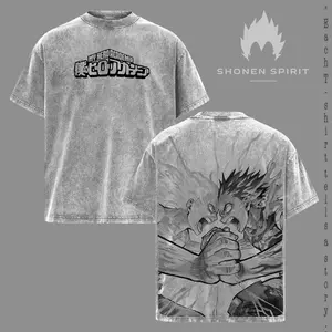 Deku Vs Shigaraki Washed T-Shirt, My Hero Academia Merch, Final Battle Apparel, Vintage Washed Oversized Tee, Hero Villain Showdown Graphic, MHA War Arc Fashion.