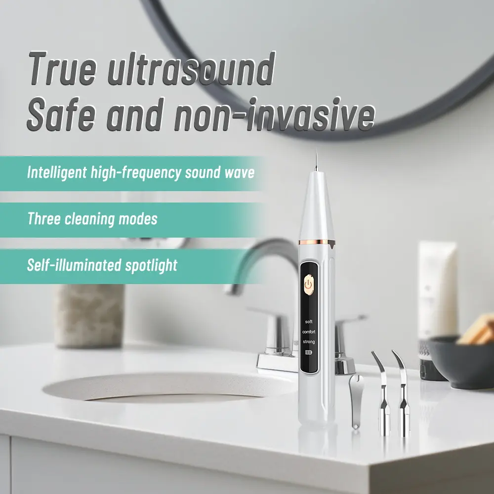Ultrasonic Dental Scaler - High-Frequency Sound Wave Plaque Removal Tool, Non-Invasive Professional Electric Teeth Cleaning Kit for At-Home Oral Care & Home Beauty