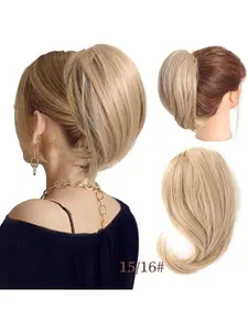 Vijigia Hair 12 inch Ponytail Extension Drawstring Ponytail for Women Short Ponytails Fluffy Natural Looking Pony Tails Hair Extensions Synthetic Hairpiece DIY Messy Bun Piece with Claw Clip