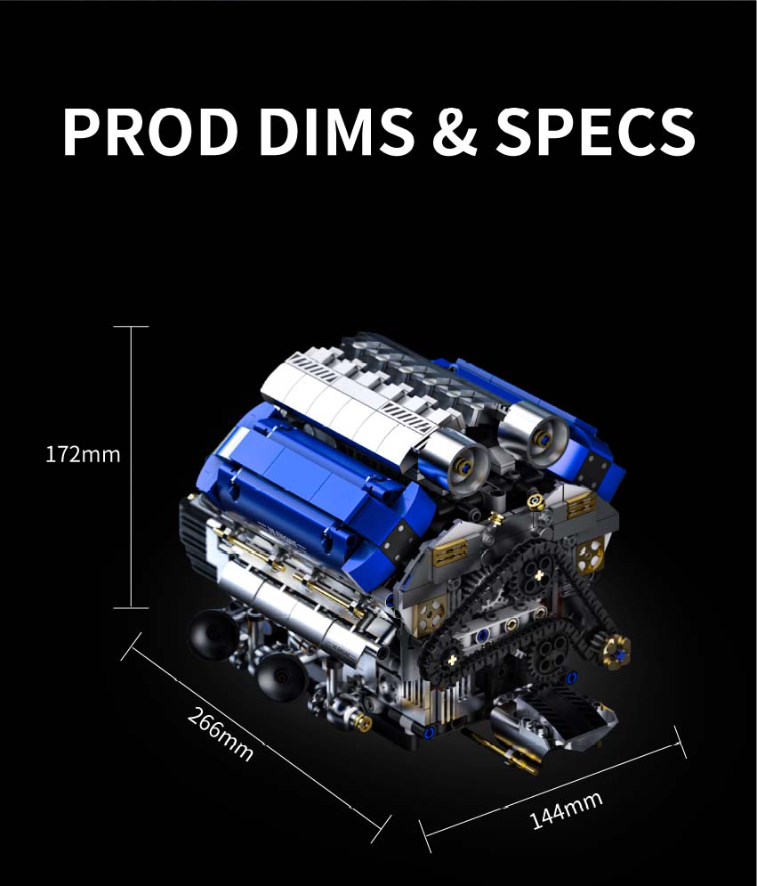 V8 Engine Model Kit That Runs, Motorized Visible Engine Building Set, Mechanical Chain & Cylinder Linkage Structure, STEM Learning Construction Toy, Holiday Birthday Gift for Car Enthusiasts & Adults