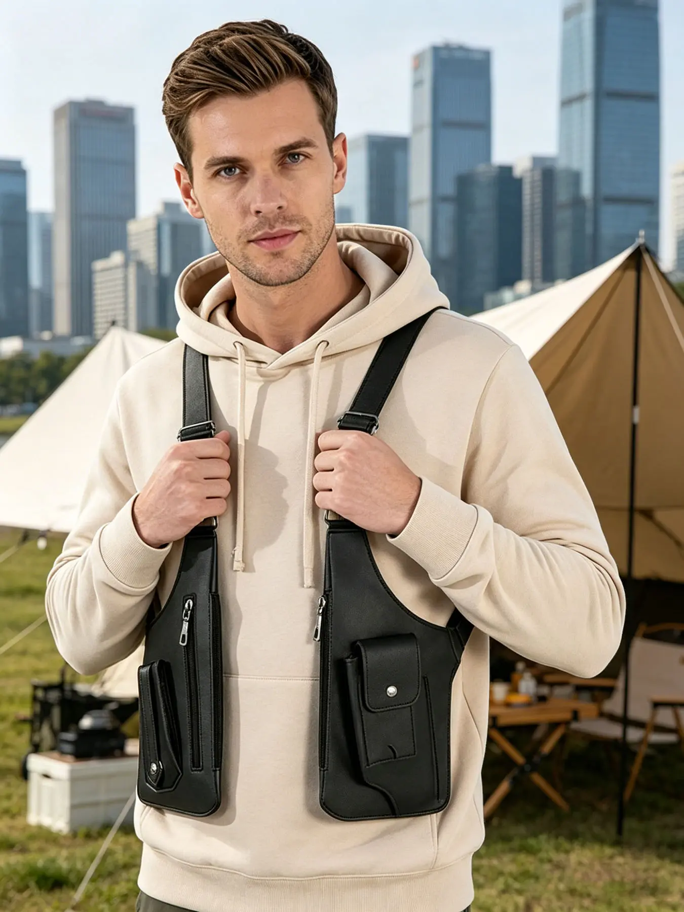 Unisex Vest Style Chest Crossbody Sling Bag, Adjustable Multi-Pocket Underarm Harness Pack, Portable Everyday Carry Holster Style Bag, Versatile Bag for Streetwear, Travel & Urban Commute, Travel Essentials