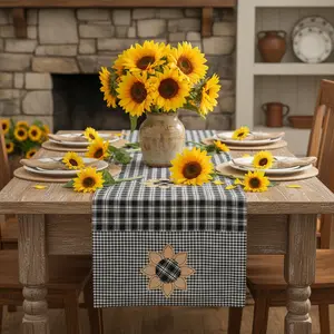 Stanton Black Sunflower Table Runner 54"