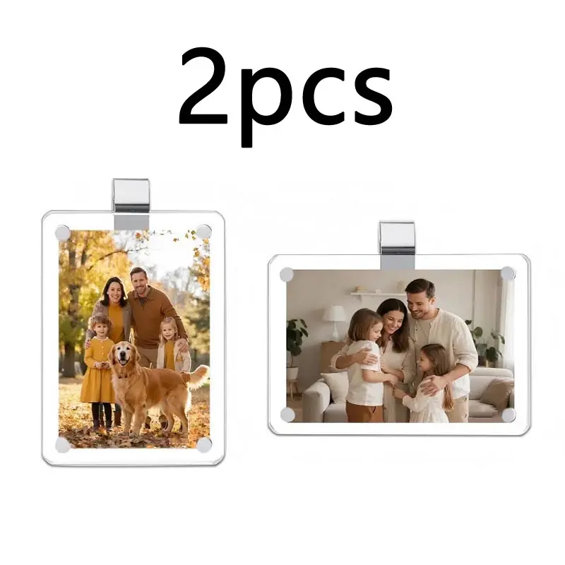 2 Pack Car Picture Holder with Sun Visor Clips for Cars Kit, Acrylic Car Visor Clip for Showing Off Your Precious Photo,Magnetic Car Picture Frame for All Vehicles