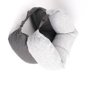 Portable U Shaped Neck Pillow with Massage Feature for Travel Comfort Striped Design
