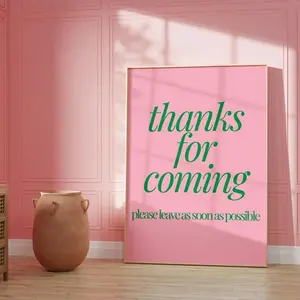 Pink and Green Letter Pattern Unframed Painting, Fashionable Wall Art, Modern Minimalist Design, Dopamine Decor, Wall Decor for Home Living Room Bedroom, Home Decor, Ornaments, Poster, Interior