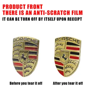 Car Remote Key Emblem Metal Sticker Compatible with Porsche 356 911 Carrera GT 918 Spyder Taycan Panamera Cayenne Macan Boxster Cayman Car Decals