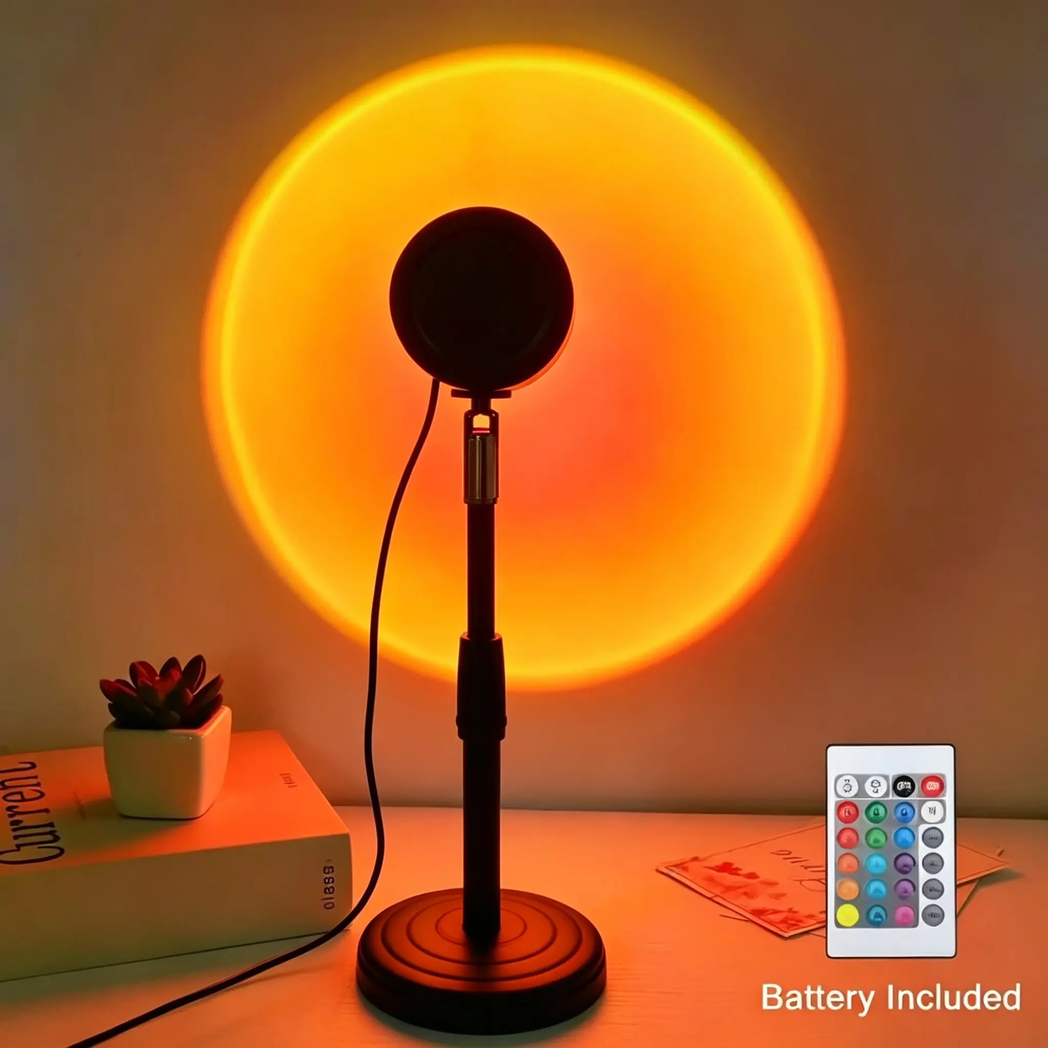 Fall Sunset Lamp Projector Light 180° Adjustable Sunset Mood Lamp, 4 Modes, Remote Control RGB Ambient Night Light for Bedroom, Gaming Room, Live Streaming Photography & Parties Home Wall Decor Party Led Lighted Gift Led Multi Multifunction Rgb Colors