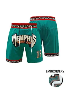 Men's Basketball Shorts, Breathable Mesh Embroidered Comfortable Versatile Short Pants With Pockets,Unisex Outdoor Sports Casual, Walk, Beach Wear, Athletic Mesh Shorts