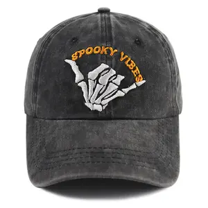Funny Halloween Decorations Party Supplies, Cool Spooky Vibes Hats, Skeleton Skull Baseball Cap, Birthday Christmas Decor Horror Gifts for Men Dad Mom