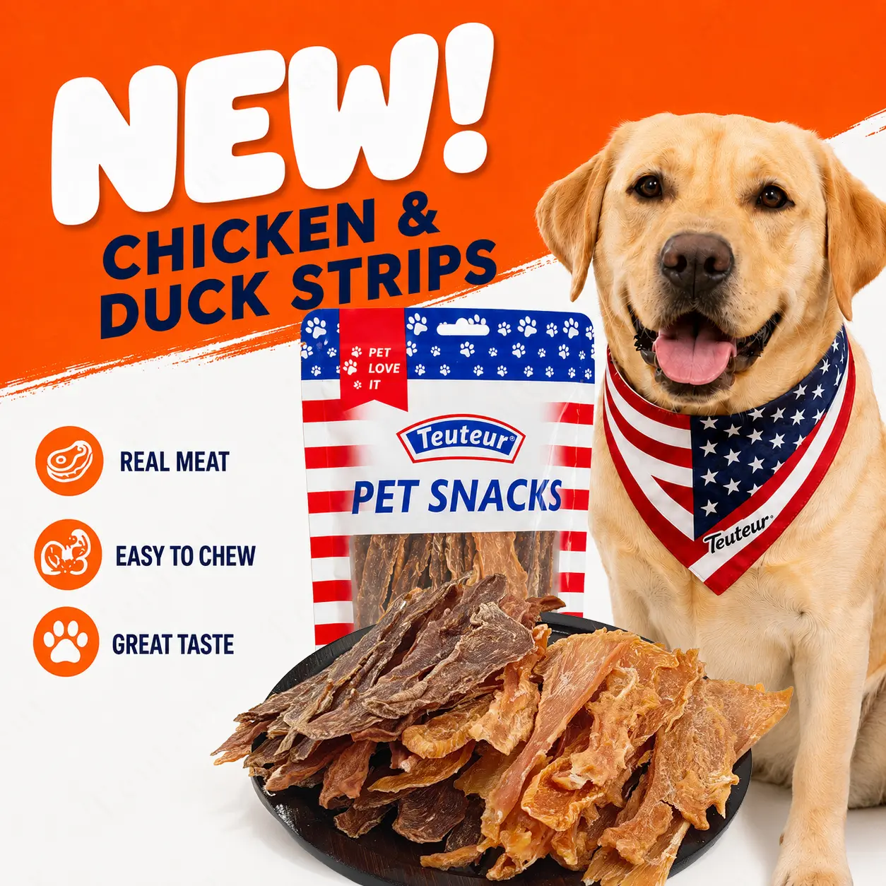 2 Flavors Air Dried Dog Treats, Chicken Jerky & Duck Jerky Slices, Soft Chewy Pet Snacks for Puppies, Adult Dogs, Small Medium Large Dog Breeds, Training Rewards, Bite Size Meat Strips for Daily Treat Time, for Poodle, Bichons, Golden Retrievers