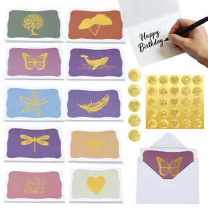Blank Note Cards,20 Pack All Occasion Assorted Greeting Cards, 10 Gold Foil Designs with Stickers and Envelopes 6" x 4" For Thank You, Fathers Day Gift, Birthday and All Occasion Cards
