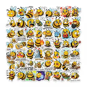 50 Cute Cartoon Bee Sticker Decals, Suitable for Scrapbooks, Diaries, Laptops, Water Bottles, Cars, and Other Faith-based Designs—gifts with Positive Messages.