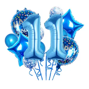 11th Birthday Party Balloons: 11 Pcs Confetti Balloons & Decorations for Kids Party Celebrations