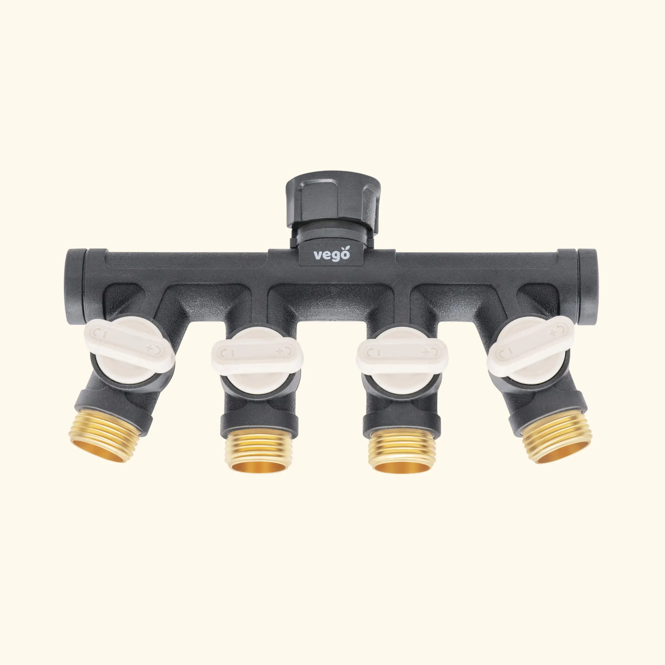 Vego Garden 4-Way Multi-Outlet Hose Splitter - Outdoor Retractable Connector for Watering System, Hose Reel Watering Equipment, Lawn Care Tasks