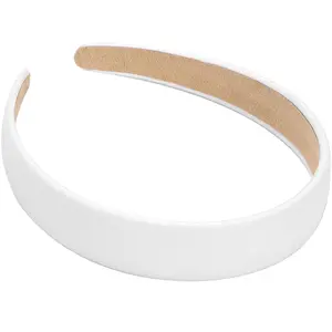1 Inch PU Leather Headband, Wide Padded Hairband Fashion Hair Bands Cute Womens Headbands Holiday DIY Hair Accessories (White)