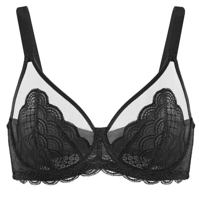 HSIA Mermaid Scales Lace Unlined Full Coverage Plus Size Underwire Minimizer Bra Comfortable Mesh Cup
