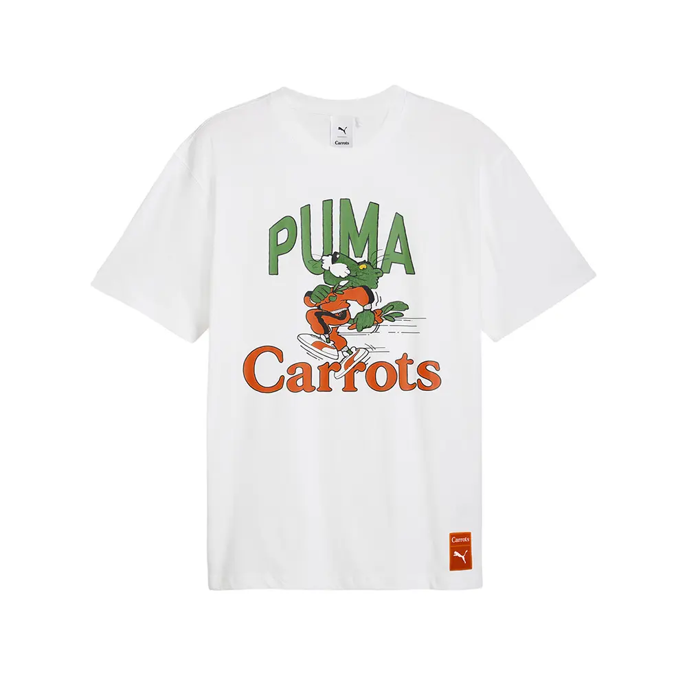 PUMA Mens X Carrots Graphic Crew Neck Short Sleeve Casual Tops Casual - White