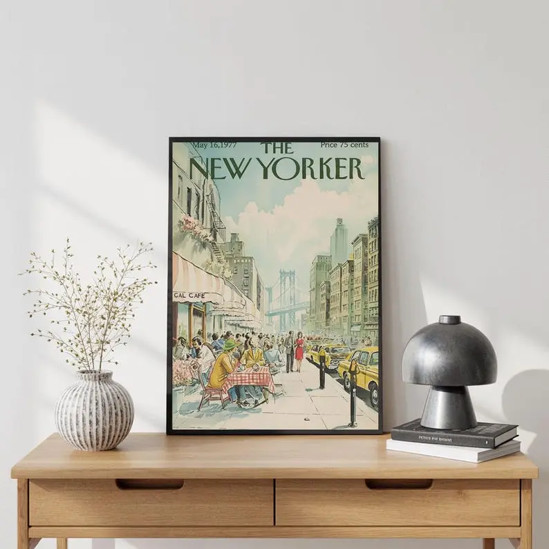 The New Yorker Cover Print May 16, 1977 Issue, Vintage NYC Street Scene Wall Art Poster, Retro Cityscape Print for Living Room