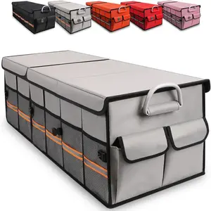 Big  Trunk Organizer, Cargo Organizer SUV Trunk Storage Non Sp Bottom  Collapsible Durable Multi Compartments-(Oversize,Gray)