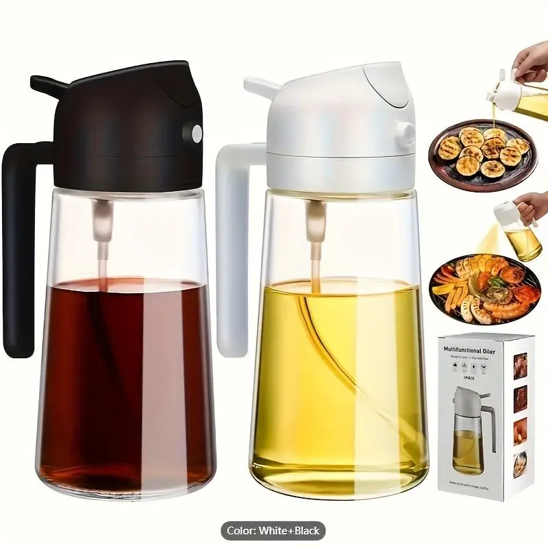 Summerwins 2-Piece Kitchen Glass Oil Dispensers Set, 2-in-1 Spray&Pour Bottles with Controlled Flow for Home & Party Supplies, Party Bags & Gifts