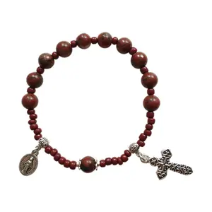 Catholic for Cross Bracelet Rosary Finger Baptism Rosaries Glass Bead