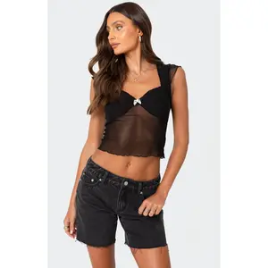 Edikted Women's Devi Sheer Mesh Top