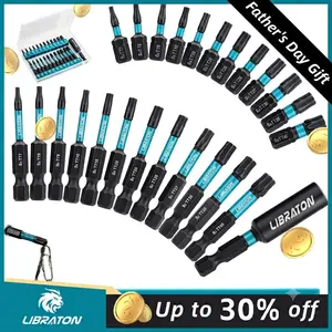 【Fathersdaygift】LIBRATON 25PCS Security Torx Bit Set – S2 Steel Magnetic Star Bits with Holder & Case outdoorfun Impact Drill Bit Set